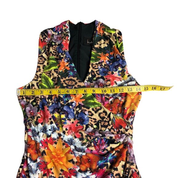 Nicole Miller Collection Dress Womens P Tropical Floral Animal Print Faux Wrap - Picture 16 of 16
